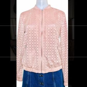 ZARA pink suede bomber jacket with cut out details
